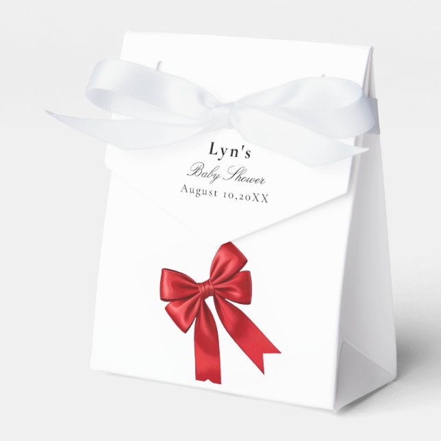 Pink Coquette Bow Baby Shower Favor Box (Front Side)