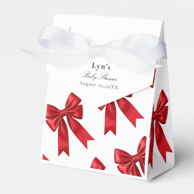 Pink Coquette Bow Baby Shower Favor Box (Front Side)