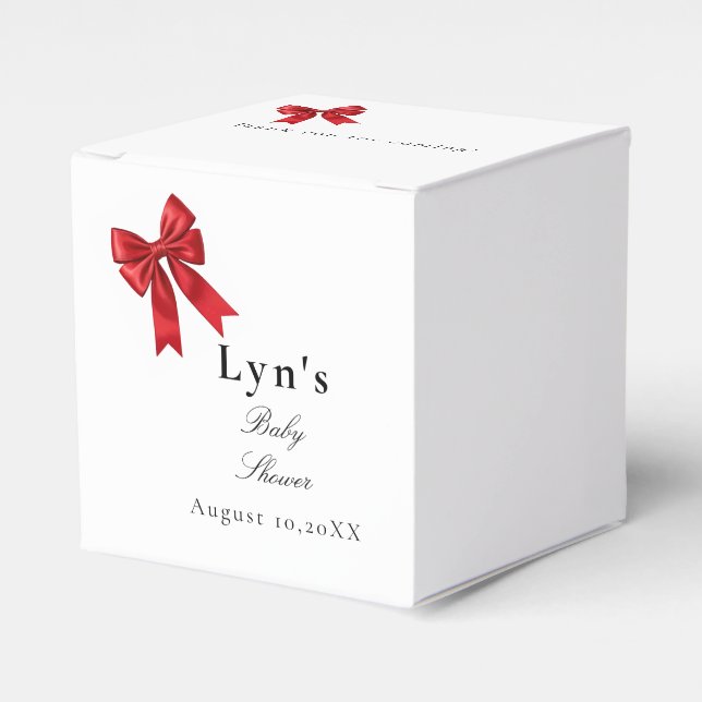 Pink Coquette Bow Baby Shower Favor Box (Front Side)