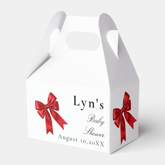 Pink Coquette Bow Baby Shower Favor Box (Front Side)