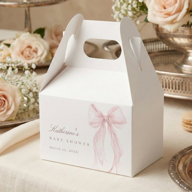 Pink Coquette Bow Baby Shower Favor Boxes (Pink Bow Baby Shower Favor Box)
