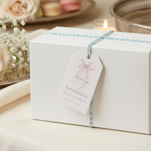 Pink Coquette Bow Baby Shower Gift Tags