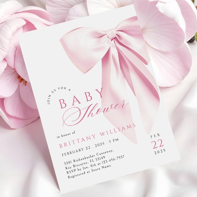 Pink Coquette Bow Baby Shower Invitation (Creator Uploaded)
