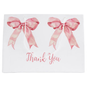 Pink Coquette Bow Baby Shower Large Gift Bag