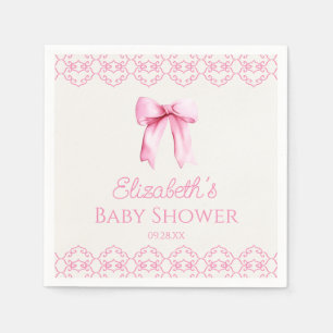 Pink Coquette Bow Baby Shower Napkins