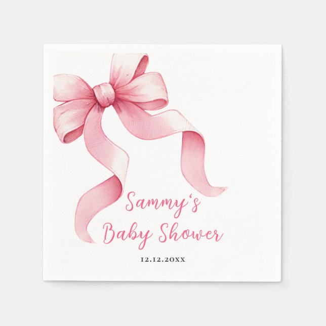 Pink Coquette Bow Baby Shower Napkins (Front)