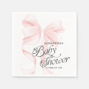 Pink Coquette Bow Baby Shower Party Napkins