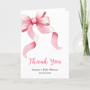Pink Coquette Bow Baby Shower Thank You Card