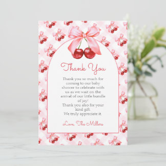 Pink Coquette Bow Baby Shower Thank You Card