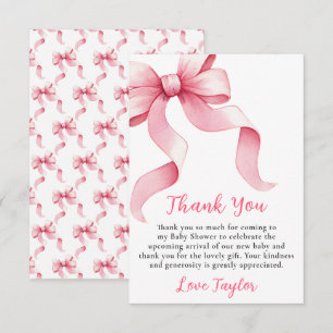 Pink Coquette Bow Baby Shower Thank You Card