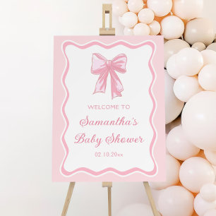 Pink Coquette Bow Baby Shower Welcome Foam Board