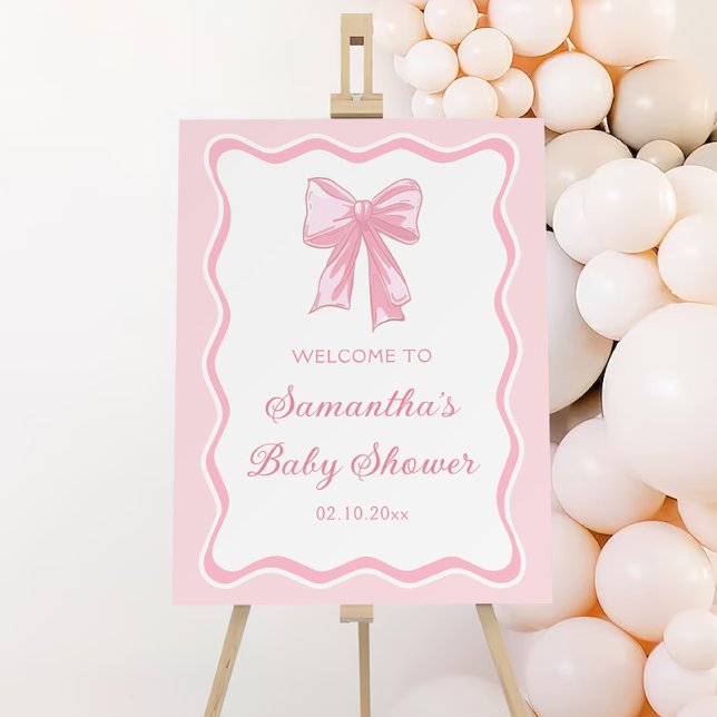 Pink Coquette Bow Baby Shower Welcome Foam Board (Creator Uploaded)