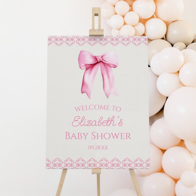 Pink Coquette Bow Baby Shower Welcome Sign (Creator Uploaded)