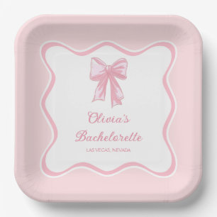 Pink Coquette Bow Bachelorette Party Paper Plates