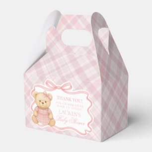 Pink Coquette Bow Bear Baby Shower Favor Box