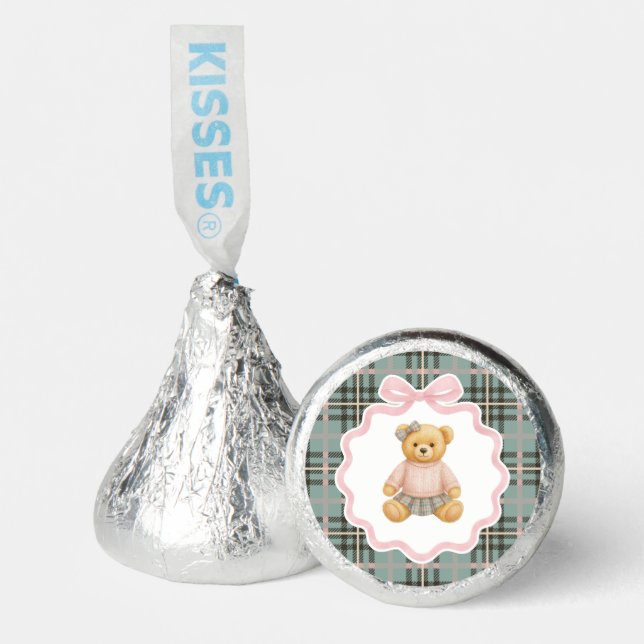 Pink Coquette Bow Bear Tartan Plaid Party Favors (Front)