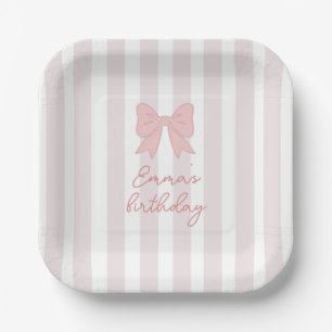 Pink Coquette Bow Birthday  Paper Plates