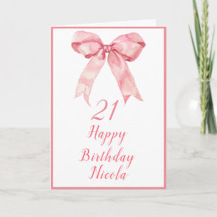 Pink Coquette Bow Birthday Party Card
