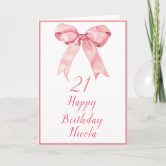 Pink Coquette Bow Birthday Party Card