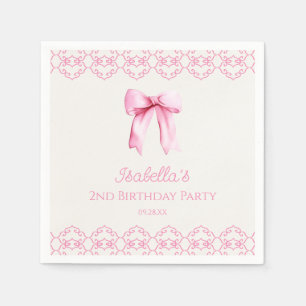 Pink Coquette Bow Birthday Party Napkins