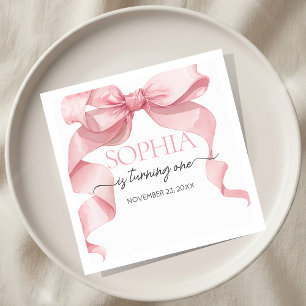 Pink Coquette Bow Birthday Party Napkins
