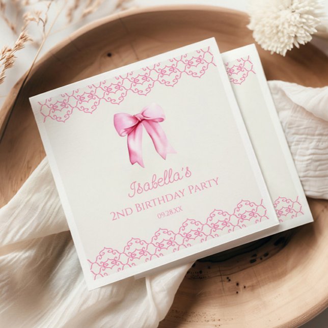 Pink Coquette Bow Birthday Party  Napkins (Creator Uploaded)
