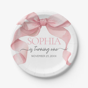 Pink Coquette Bow Birthday Party Paper Plates