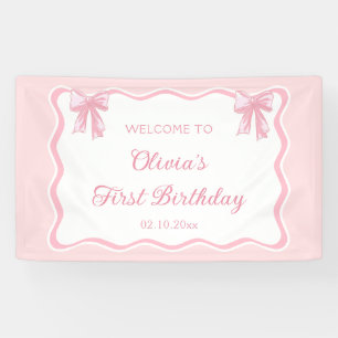 Pink Coquette Bow Birthday Party Welcome Banner