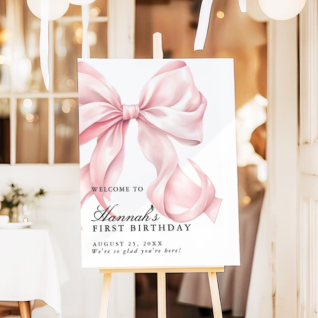 Pink Coquette Bow Birthday Party Welcome Sign (Creator Uploaded)