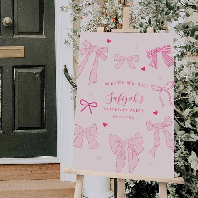 Pink Coquette Bow Birthday Party Welcome Sign (Creator Uploaded)