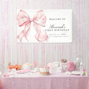 Pink Coquette Bow Birthday Party Welcome Sign