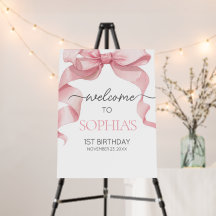 Pink Coquette Bow Birthday Party Welcome Signs