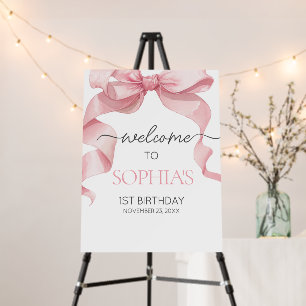 Pink Coquette Bow Birthday Party Welcome Signs
