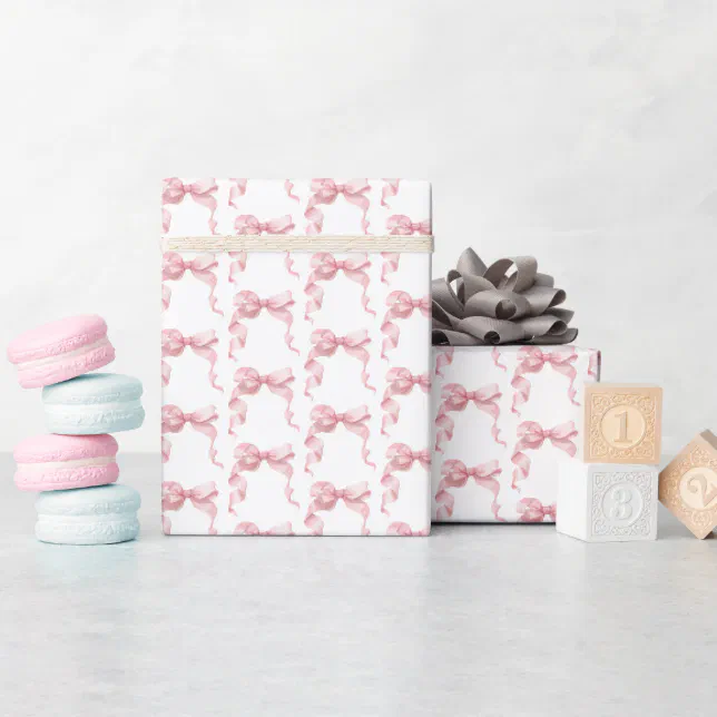 Pink Coquette Bow Birthday Party Wrapping Paper | Zazzle