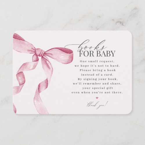 Pink Coquette Bow Books For Baby invitation insert