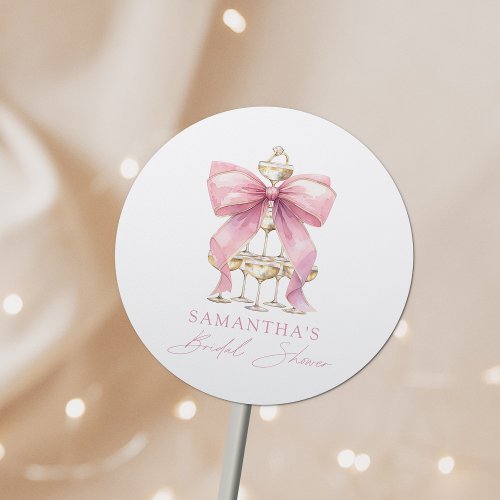 Pink Coquette Bow Bridal Shower Classic Round Sticker