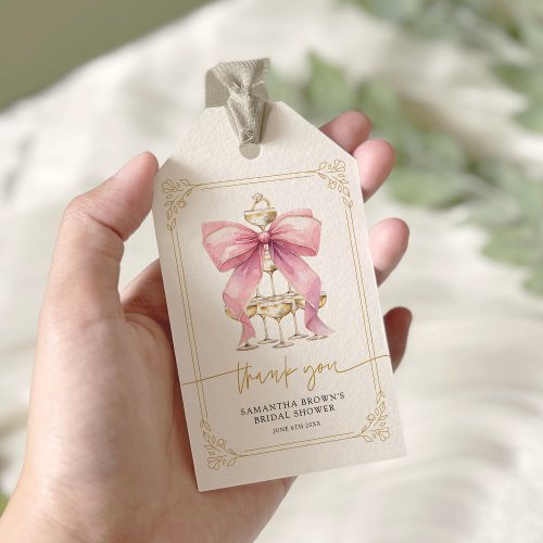 Pink Coquette Bow Bridal Shower Gift Tags