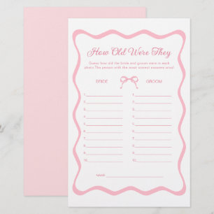 Pink Coquette Bow Bridal Shower Guess the Age Game
