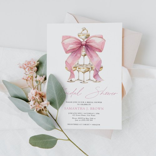 Pink Coquette Bow Bridal Shower Invitation