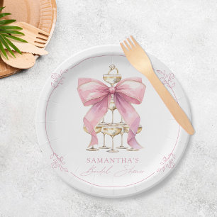 Pink Coquette Bow Bridal Shower Paper Plates