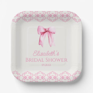 Pink Coquette Bow Bridal Shower Paper Plates