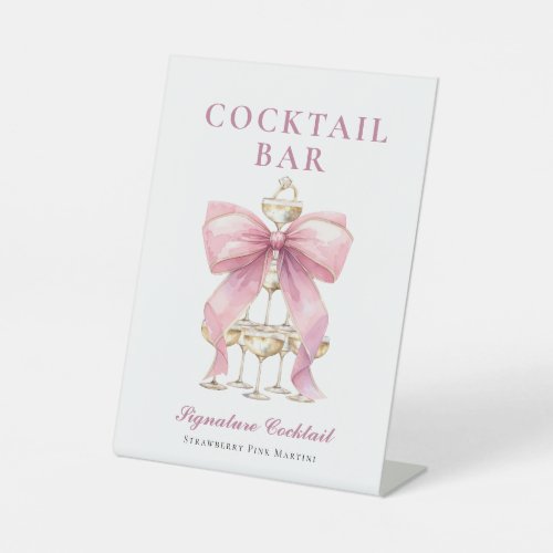 Pink Coquette Bow Bridal Shower Pedestal Sign