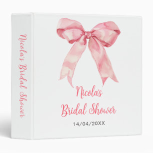Pink Coquette Bow Bridal Shower Photo Album 3 Ring Binder