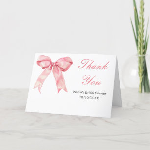 Pink Coquette Bow Bridal Shower Thank You Card