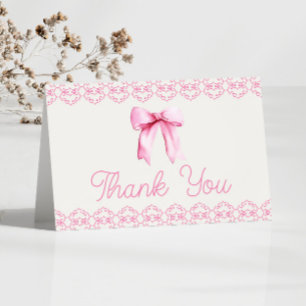 Pink Coquette Bow Bridal Shower Thank You Card