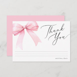 Pink Coquette Bow Bridal Shower Thank You Card