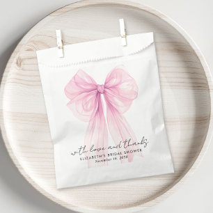 Pink Coquette Bow Bridal Shower Thank You Favor Bag