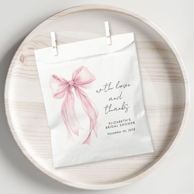 Pink Coquette Bow Bridal Shower Thank You Favor Bag (Creator Uploaded)