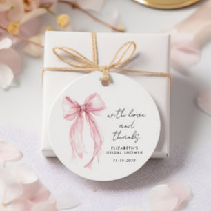 Pink Coquette Bow Bridal Shower Thank You Favor Tags