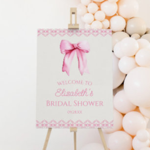 Pink Coquette Bow Bridal Shower Welcome Sign